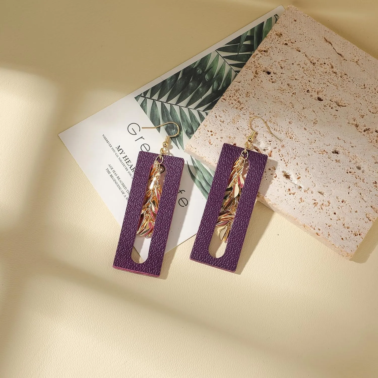 Jagucho Leather Earrings Dangle for Women, Lightweight Hoop Earrings Drop for Teen Girls, Gifts for Women