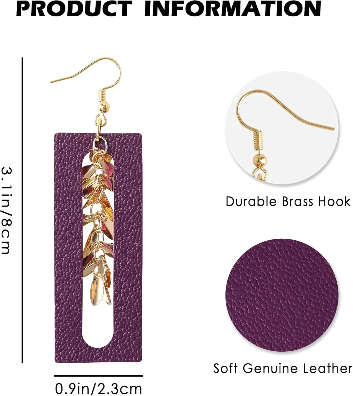 Jagucho Leather Earrings Dangle for Women, Lightweight Hoop Earrings Drop for Teen Girls, Gifts for Women