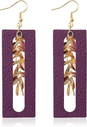Jagucho Leather Earrings Dangle for Women, Lightweight Hoop Earrings Drop for Teen Girls, Gifts for Women