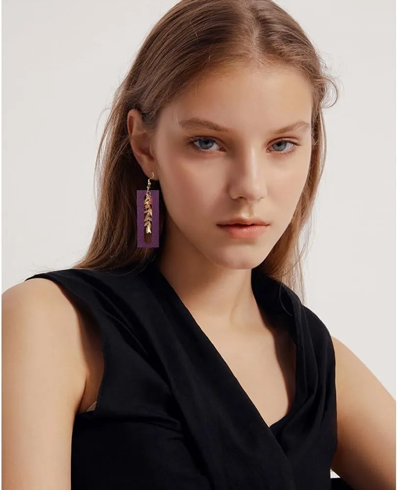 Jagucho Leather Earrings Dangle for Women, Lightweight Hoop Earrings Drop for Teen Girls, Gifts for Women