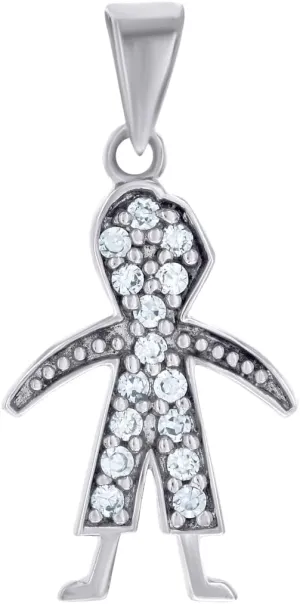 JewelryWeb 925 Sterling Silver Mens CZ Simulated Diamond Teen Fashion Charm Pendant Necklace for Men