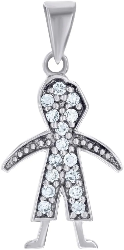 JewelryWeb 925 Sterling Silver Mens CZ Simulated Diamond Teen Fashion Charm Pendant Necklace for Men