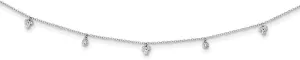 JewelryWeb 925 Sterling Silver Rhodium Plated CZ Simulated Diamond With 2in Ext Choker Necklace 12.5 Inch-Choker-Necklace for Women
