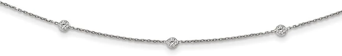 JewelryWeb 925 Sterling Silver Rhodium Plated CZ Simulated Diamond With 3inch Ext. Choker 12 Inch-Choker Necklace for Women
