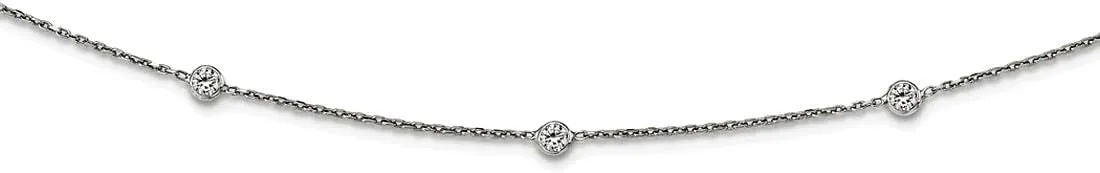 JewelryWeb 925 Sterling Silver Rhodium Plated CZ Simulated Diamond With 3inch Ext. Choker 12 Inch-Choker Necklace for Women