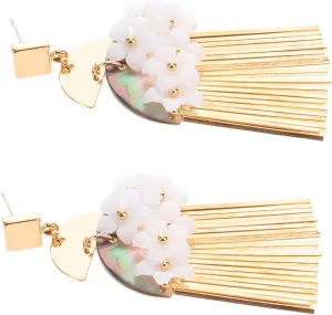 KESYOO 1 Pair Elegant Vintage Style Tassel Earrings for Women Flower Dangle Earrings Minimalist Ethnic Jewelry Lightweight Accessories for Any Occasion Durable Design
