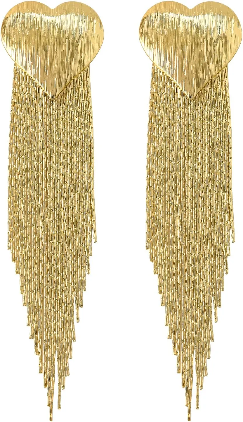 KINIVA Long Tassel Earrings for Women,Silver/Gold Statement Drop & Dangle Earrings,Trendy Jewelry for Wedding Prom Brides