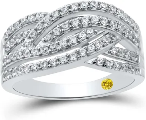 Lab Grown Diamond Crossover Rings for Women | Certified 1/3-3/4 CT. TW. 925 Steling Silver Diamond Ring | Two Styles to Choose From