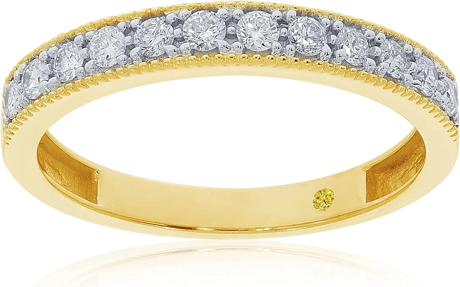 Lab Grown Diamond Wedding Bands for Women | 10K Yellow, White and Rose Gold Certified 1/10-1/2 Carat Milgrain Diamond Anniversary Bands, Promise Rings and Stackable Bands