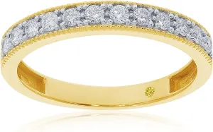 Lab Grown Diamond Wedding Bands for Women | 10K Yellow, White and Rose Gold Certified 1/10-1/2 Carat Milgrain Diamond Anniversary Bands, Promise Rings and Stackable Bands
