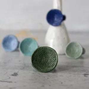 Large Round Coral Porcelain Rings Green Blue