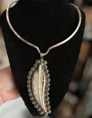 Large Turquoise Bone Carved Pendant on Tibetan Silver
