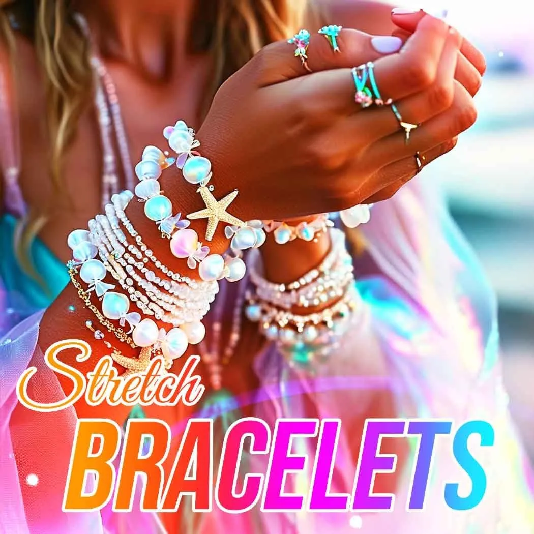 Latious Easter Stretch Bracelets Colorful Stackable Clay Beads Bracelet Bunny Egg Pendant Bracelets Set for Women