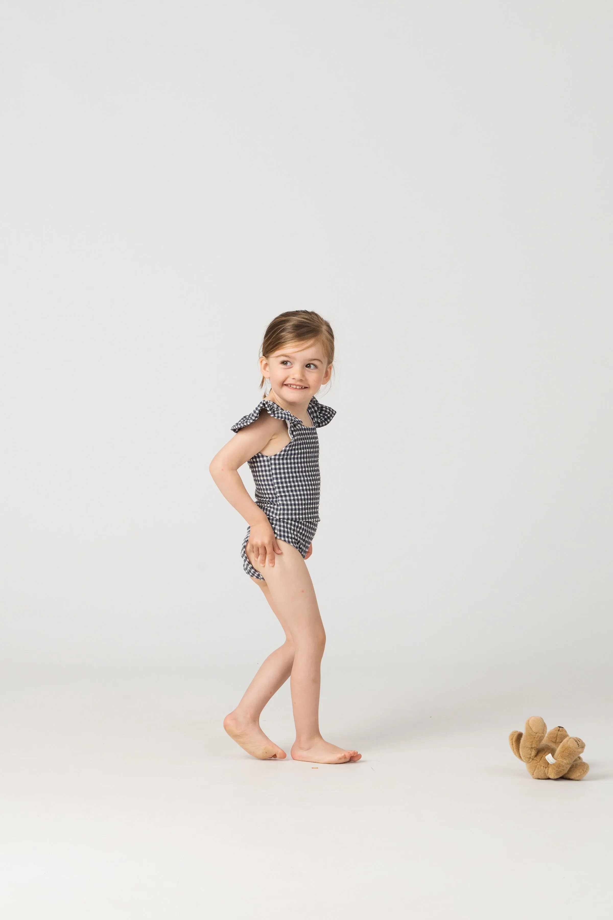 Leonor Girls One Piece in Sapphire Gingham