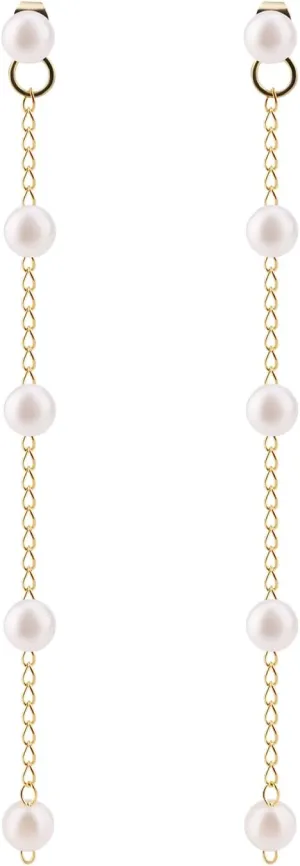 Long Pearl Earrings, Pearl Drop Earrings Elegant Pearl Tassel Earrings Pearl Threader Earrings Pearl Chain Earrings Vintage Pearl Studs Earrings Jewelry for Women Wedding
