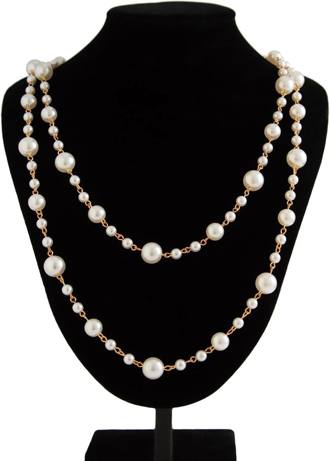 Long Pearl Necklaces for Women Pearl Long Chain Lariat Necklace Layered Boho Pearls Necklace Statement Sweater Strand Chain Jewelry