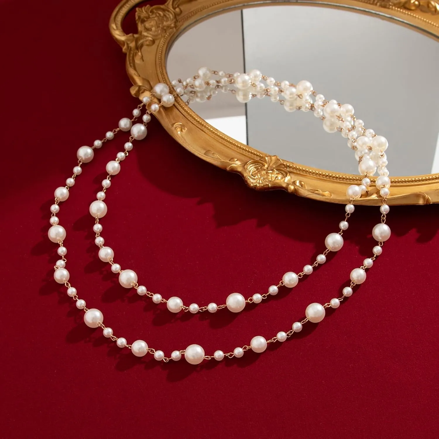 Long Pearl Necklaces for Women Pearl Long Chain Lariat Necklace Layered Boho Pearls Necklace Statement Sweater Strand Chain Jewelry