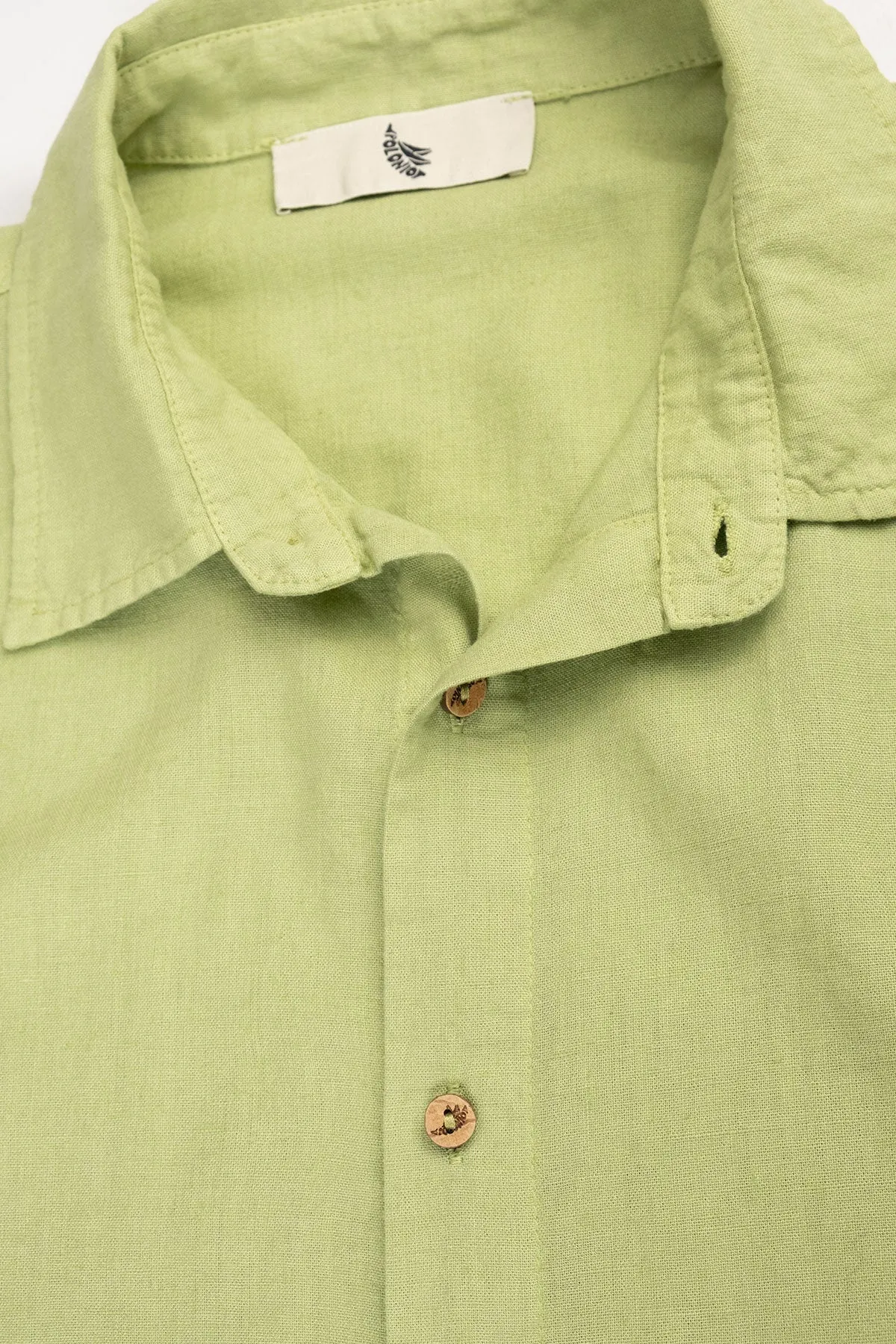 Long Sleeve Linen Cotton Shirt in Avocado