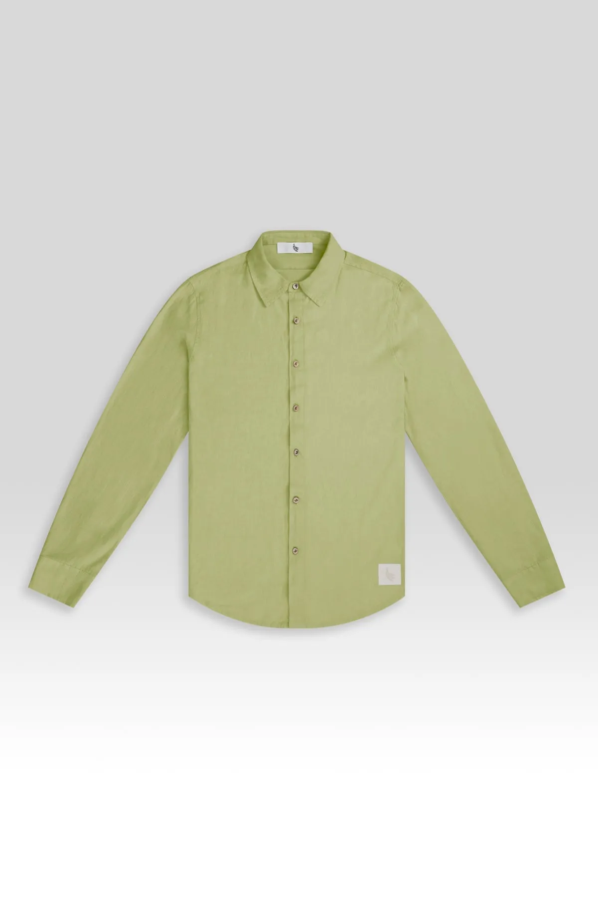 Long Sleeve Linen Cotton Shirt in Avocado