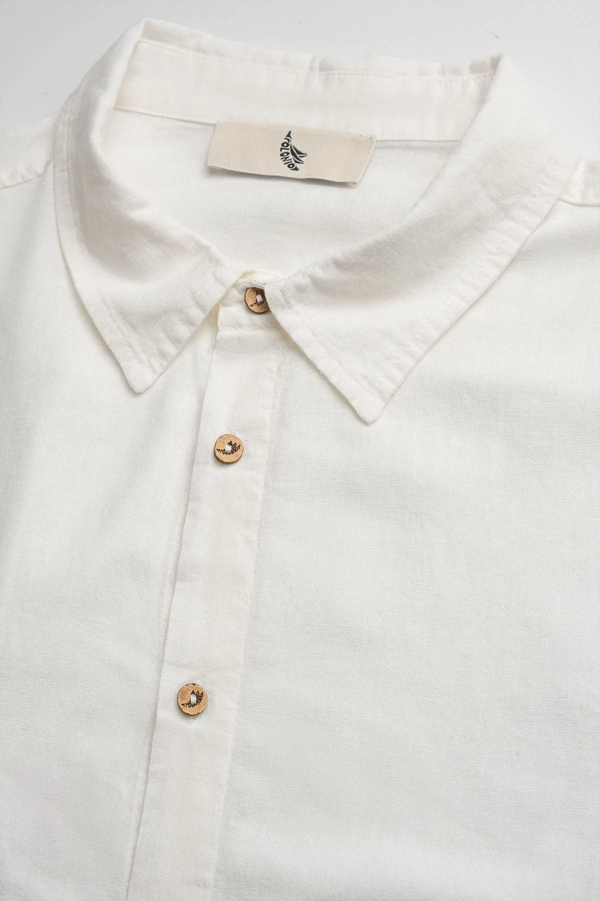 Long Sleeve Linen Cotton Shirt in White