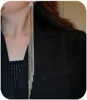 Long Tassel Dangle Earrings Crystal Rhinestone Earrings Extra Long Rhinestone Chandelier Earrings Sparkly Rhinestone Dangle Drop Earrings for Party Wedding Prom