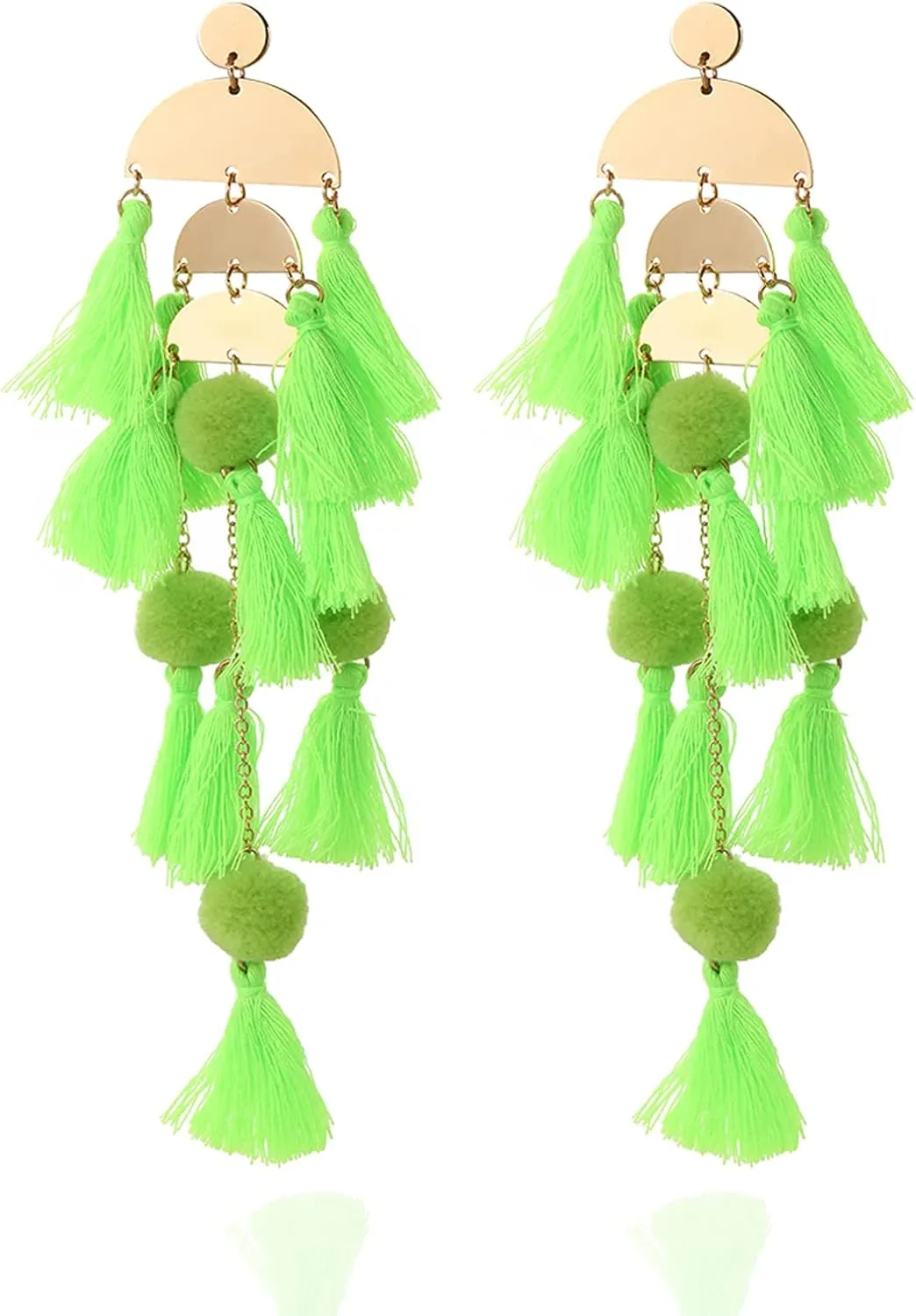 Long Tassel Earrings for Women Colorful Fringe Drop Dangle Earrings Bohemian Hawaiian Summer Beach Jewelry for Womens Vacation Outfits