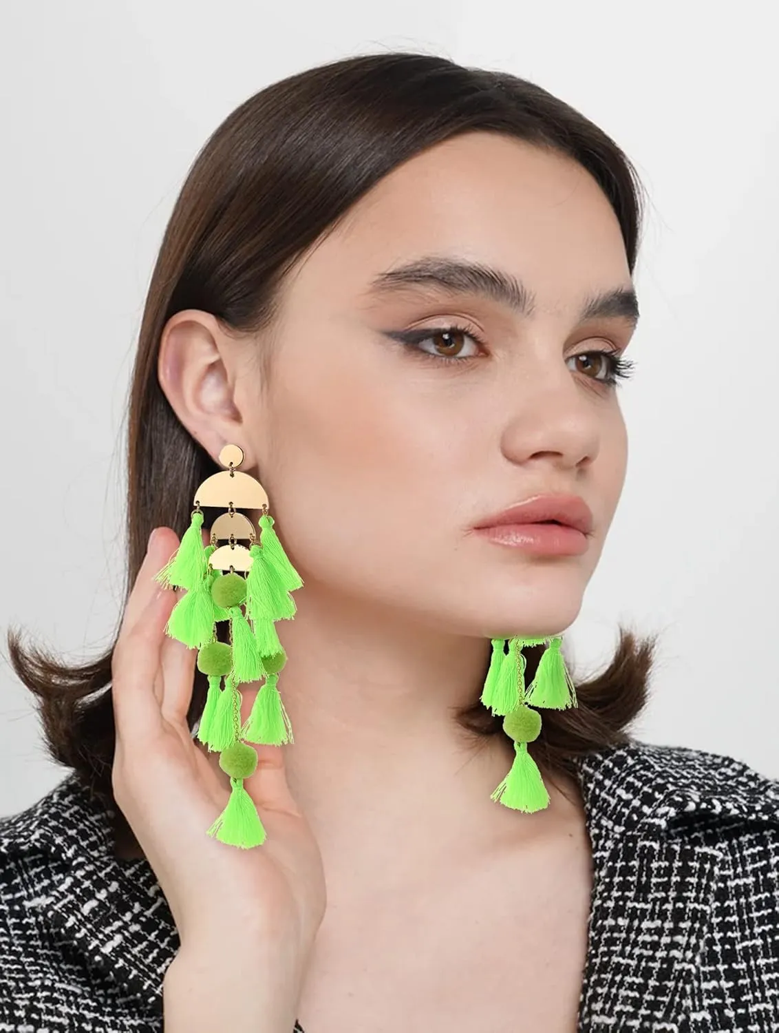 Long Tassel Earrings for Women Colorful Fringe Drop Dangle Earrings Bohemian Hawaiian Summer Beach Jewelry for Womens Vacation Outfits