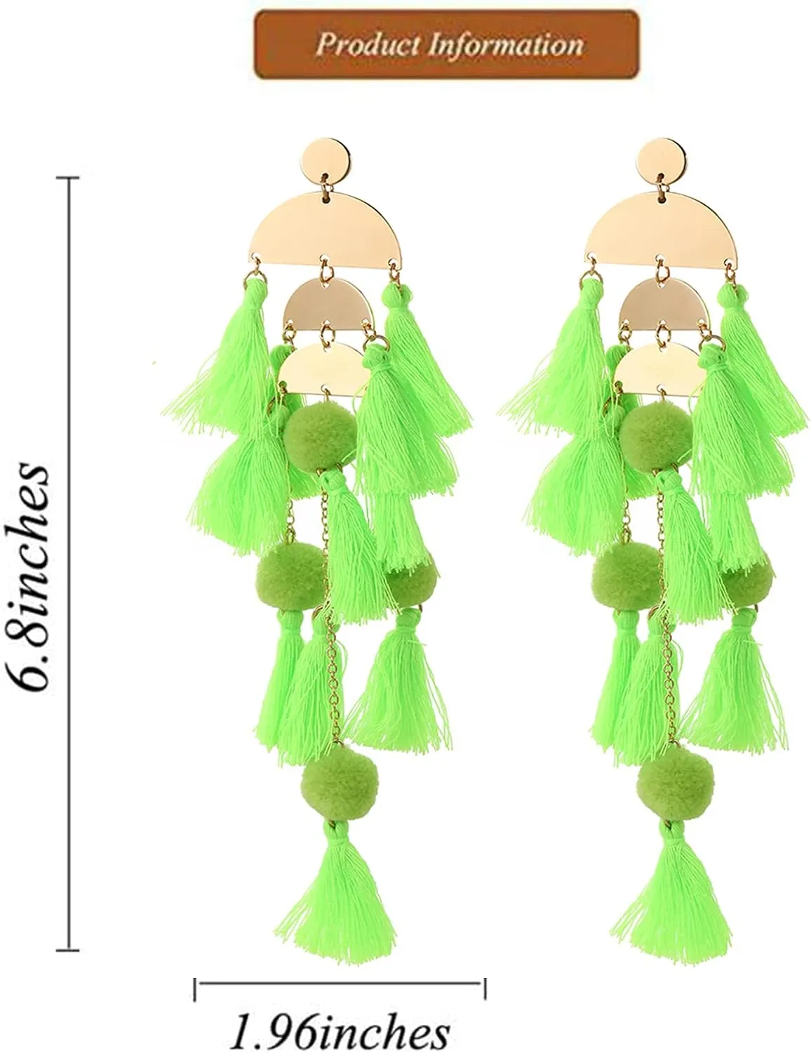Long Tassel Earrings for Women Colorful Fringe Drop Dangle Earrings Bohemian Hawaiian Summer Beach Jewelry for Womens Vacation Outfits