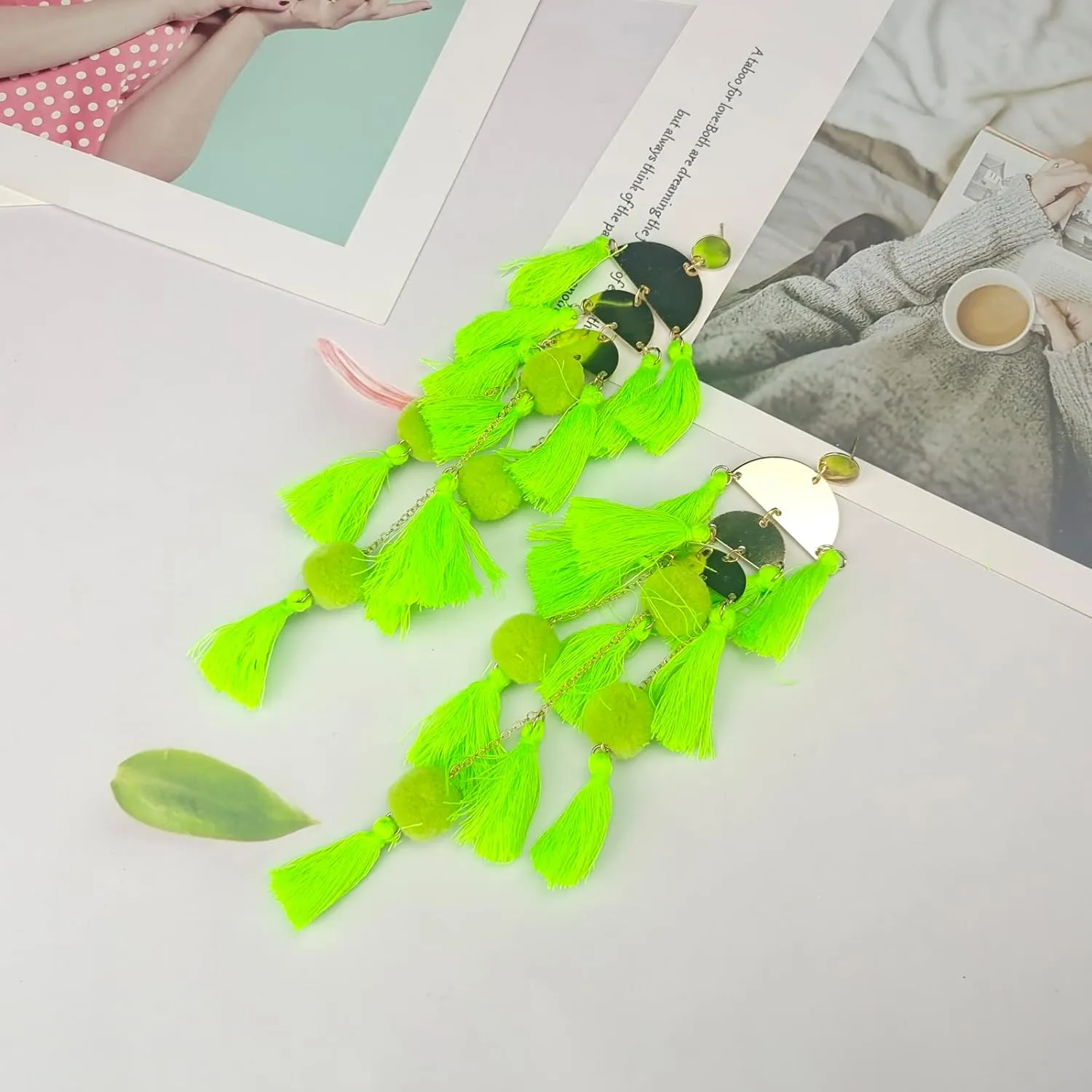 Long Tassel Earrings for Women Colorful Fringe Drop Dangle Earrings Bohemian Hawaiian Summer Beach Jewelry for Womens Vacation Outfits