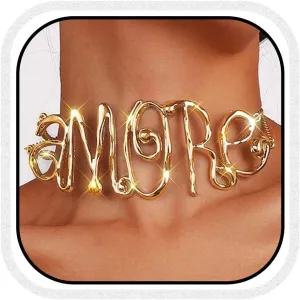 Love Choker Necklaces Gold Letter Collar Necklace Love Chain for Women