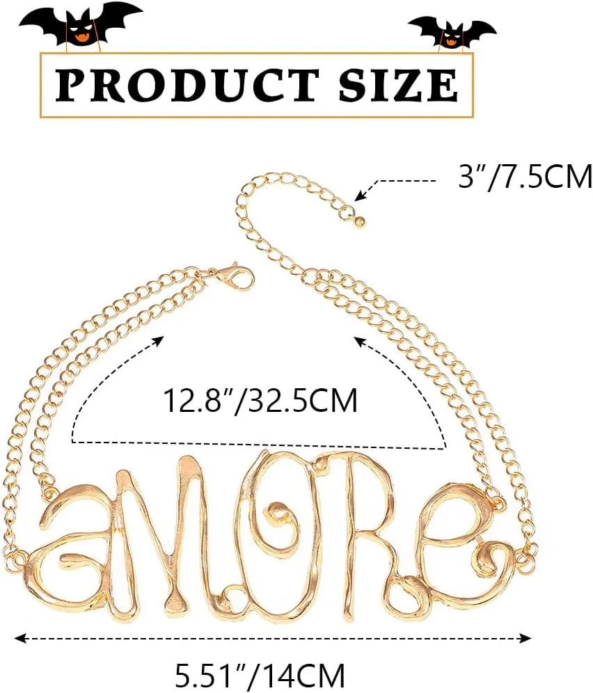 Love Choker Necklaces Gold Letter Collar Necklace Love Chain for Women