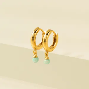 Lovers Tempo  Opal 11mm Huggie Drop Hoop Earring
