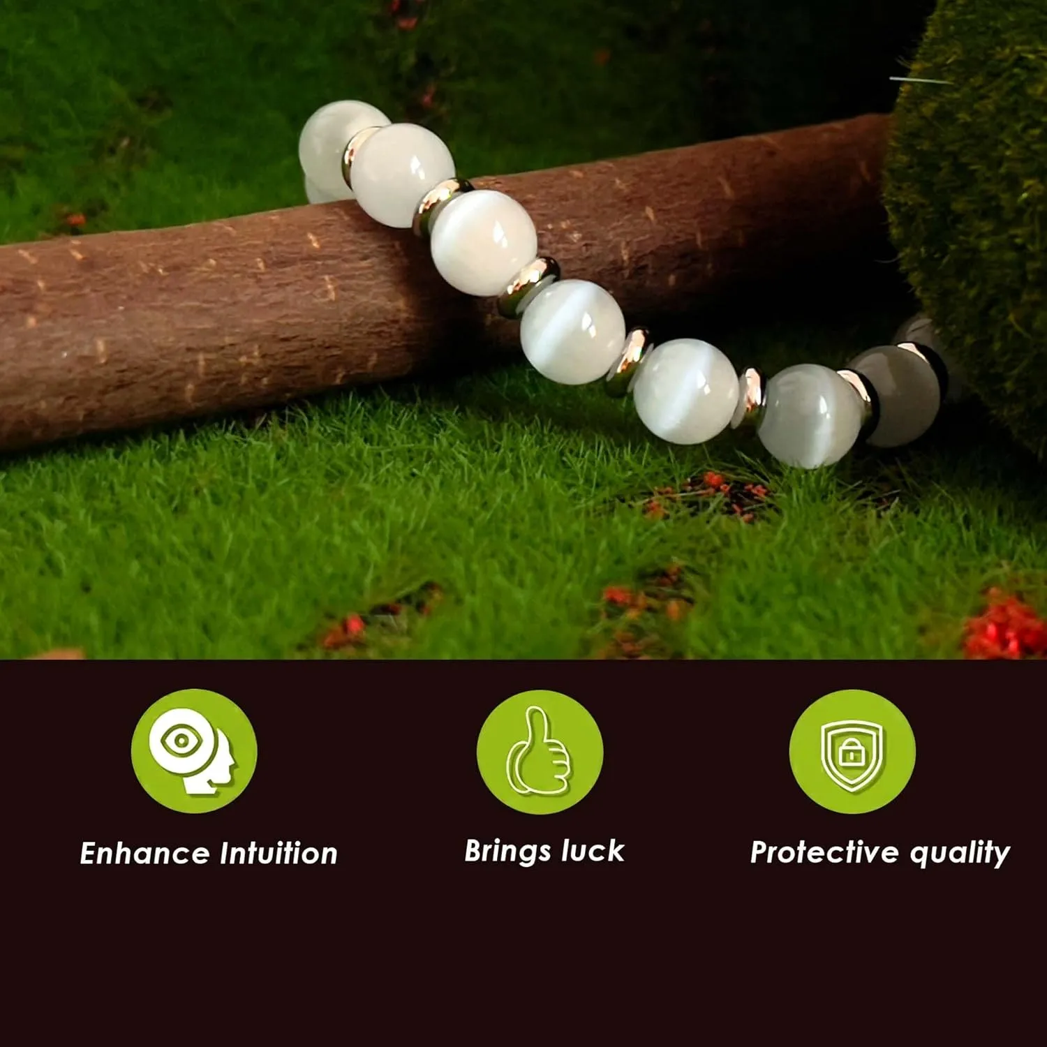 M-Plateau Hand Made Hand Chain,Natural Stone Bead Bracelets For Women And Men -8mm Round Beads.