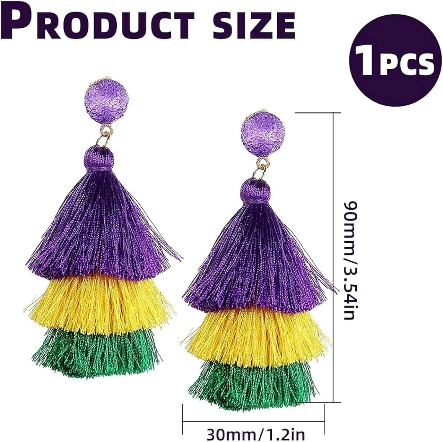 MALOYANVE Layered Tassel Earrings for Women Colorful Bohemian Tree-shaped Tiered Tassel Druzy Stud Dangle Drop Earrings
