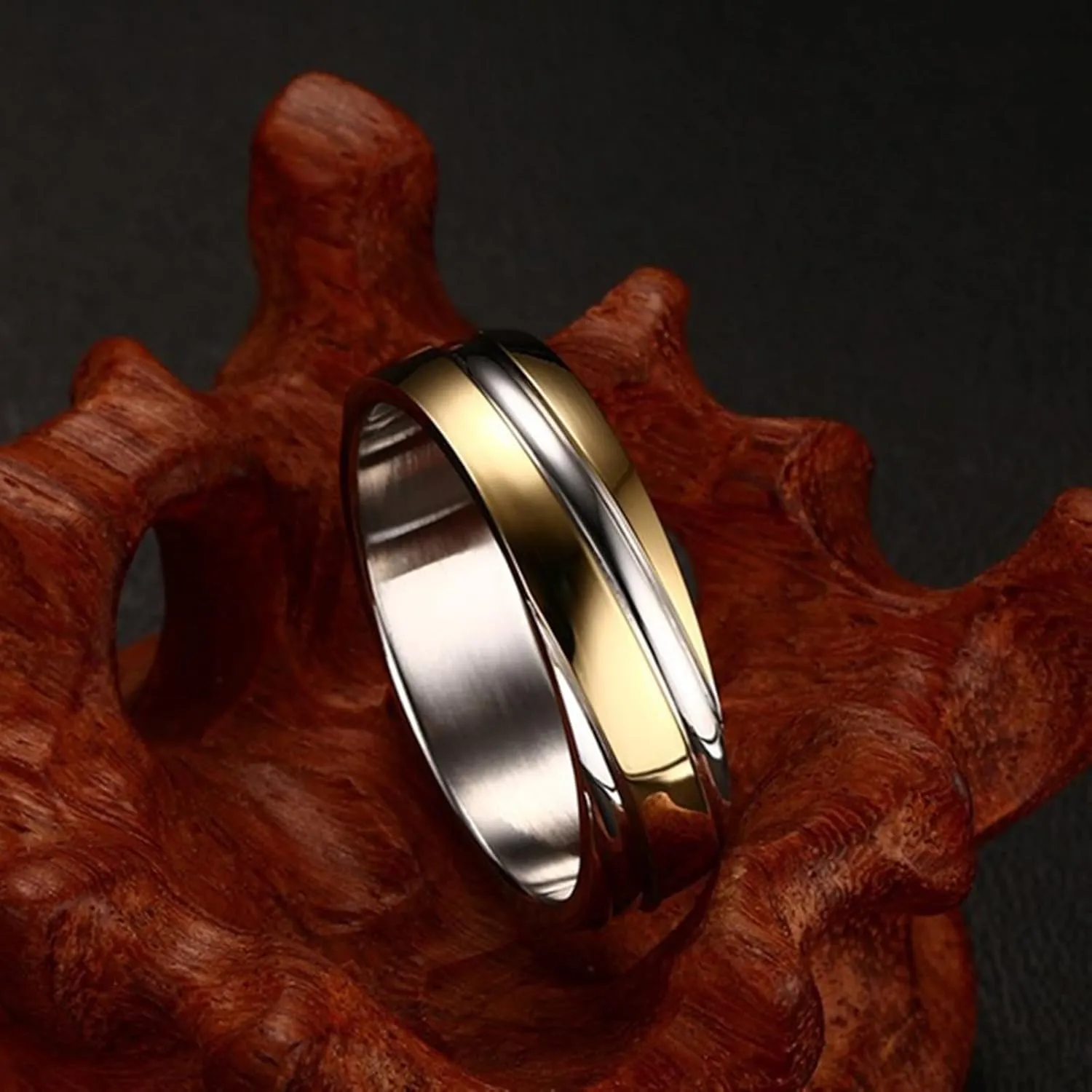 Man Wedding Band, Ladies Stainless Steel Rings 2PCS Titanium Gold Silver Ring 6mm Size Women 5 Men 7 for Couple Anniversary Jewelry