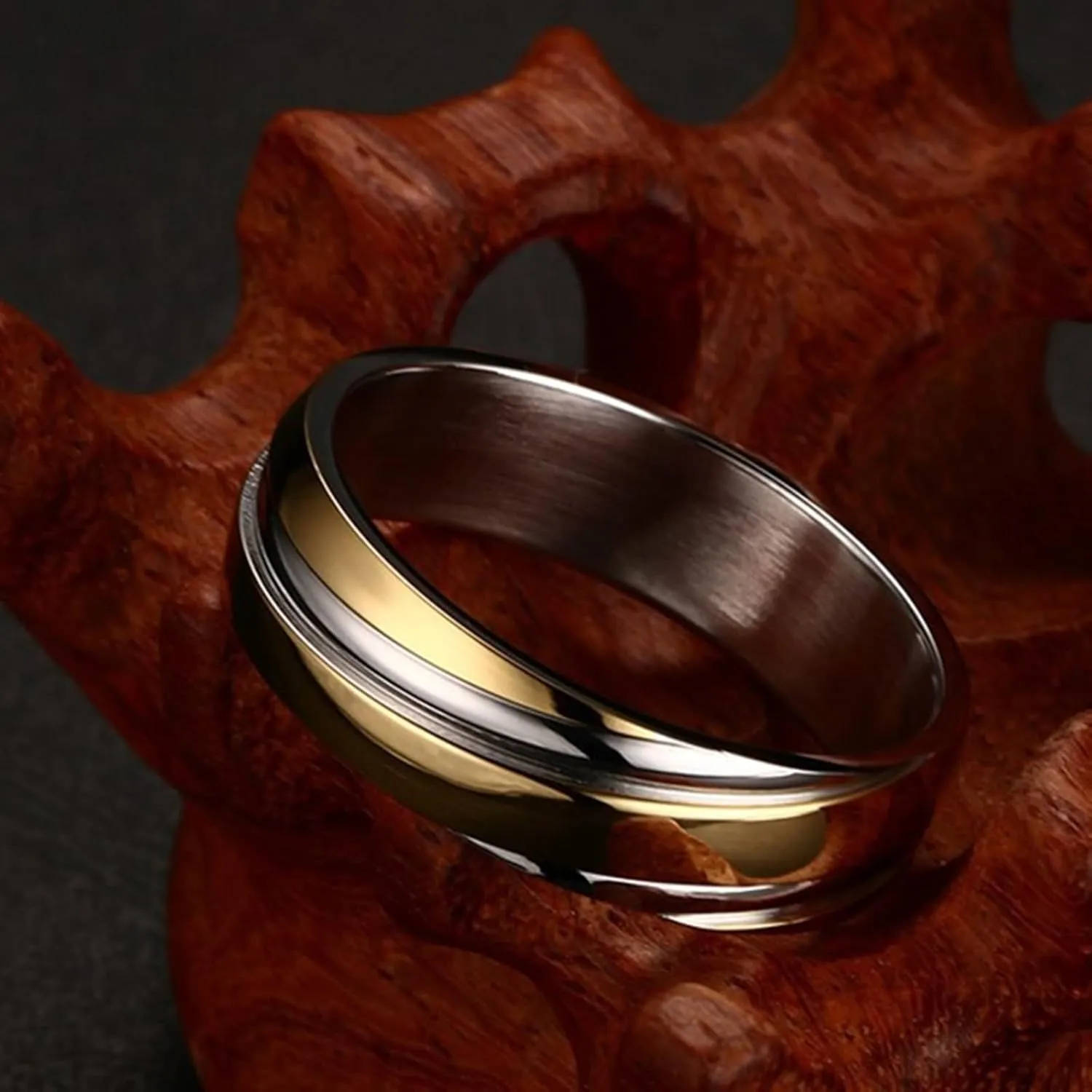 Man Wedding Band, Ladies Stainless Steel Rings 2PCS Titanium Gold Silver Ring 6mm Size Women 5 Men 7 for Couple Anniversary Jewelry