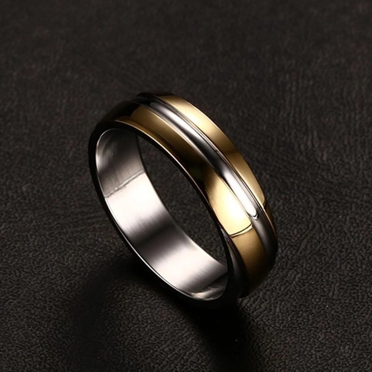 Man Wedding Band, Ladies Stainless Steel Rings 2PCS Titanium Gold Silver Ring 6mm Size Women 5 Men 7 for Couple Anniversary Jewelry