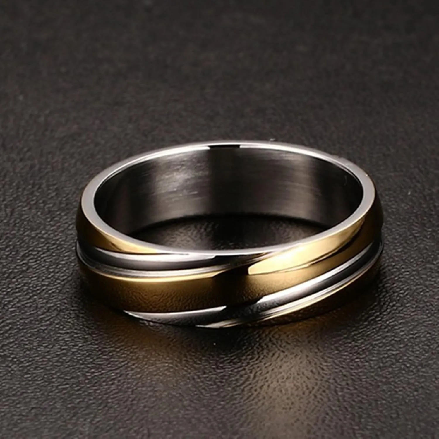 Man Wedding Band, Ladies Stainless Steel Rings 2PCS Titanium Gold Silver Ring 6mm Size Women 5 Men 7 for Couple Anniversary Jewelry
