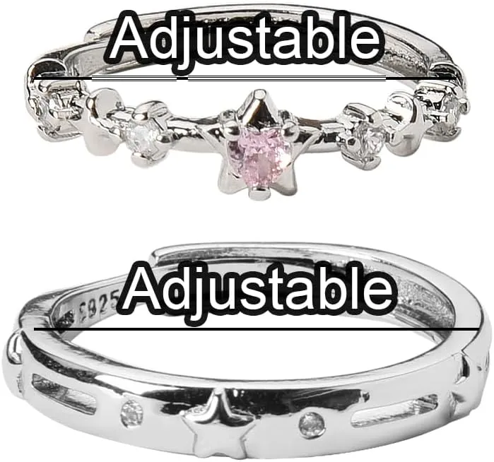 Matching Couple Gifts for Him Her Anniversary Birthday Gifts for Girlfriend Bf Husband Wife Adjustable Couple Rings Gifts