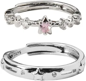 Matching Couple Gifts for Him Her Anniversary Birthday Gifts for Girlfriend Bf Husband Wife Adjustable Couple Rings Gifts