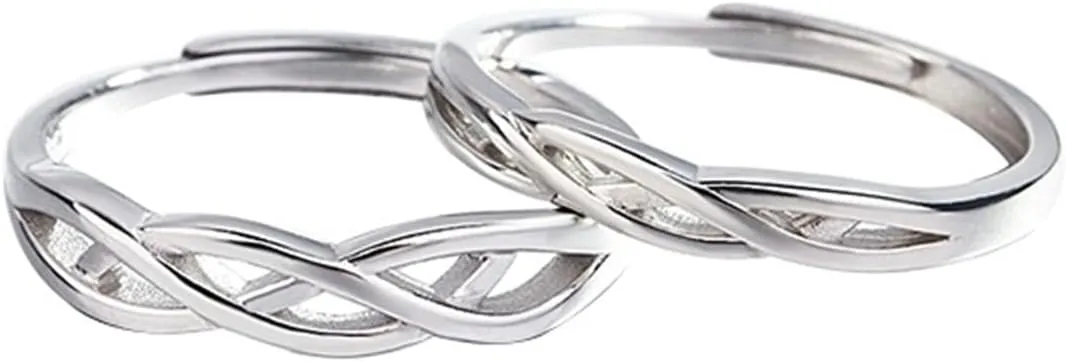 Matching Couple Rings, Charm Sterling Silver Rings Love Knot Pattern Birthday Gift Couple Ring
