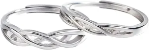 Matching Couple Rings, Charm Sterling Silver Rings Love Knot Pattern Birthday Gift Couple Ring