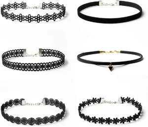 Maxforever 6 PCS Necklaces Black Velvet Choker Set Classic Gothic Tattoo Lace Chokers