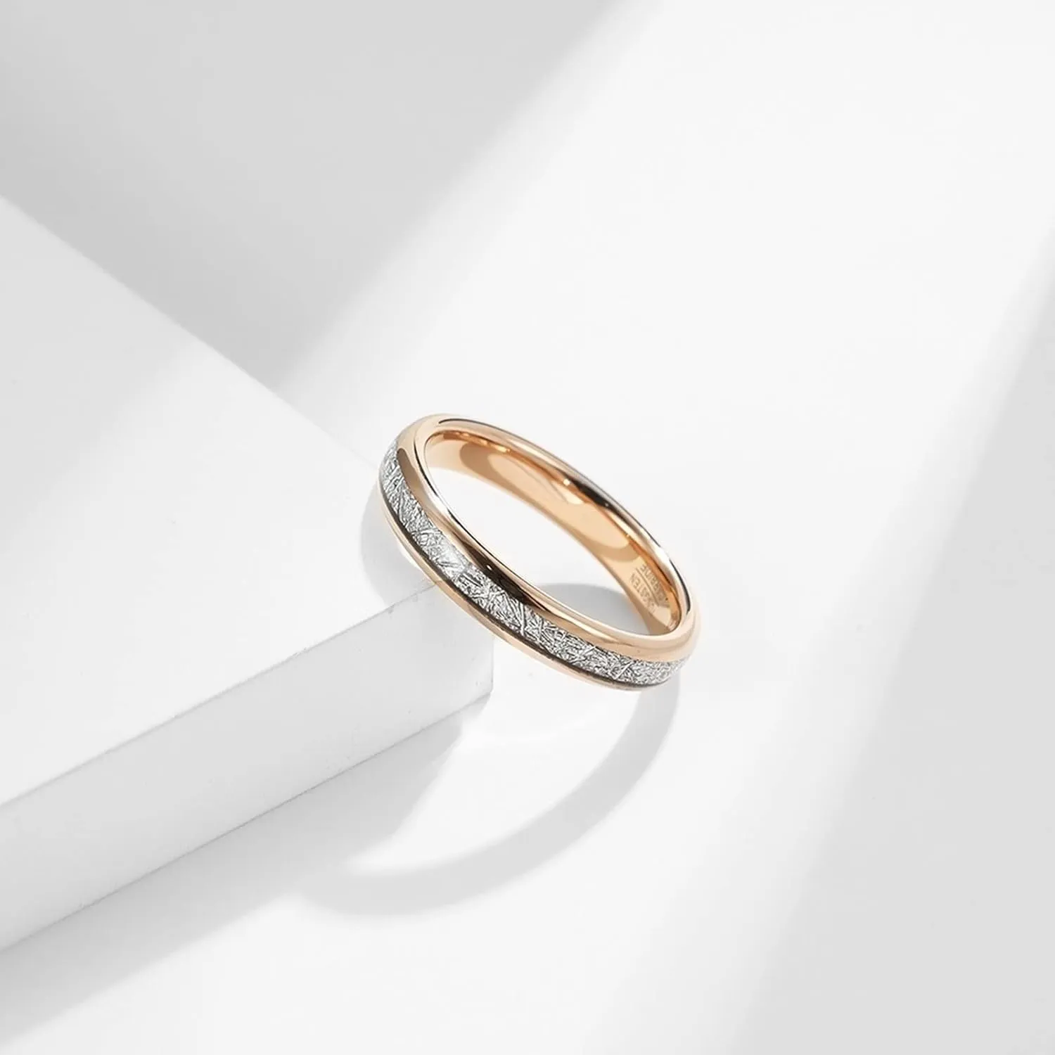 Men Couple Rings, Tungsten Carbide Ring 4mm Rose Gold Ring Inlay Metal Engagement Couple Rings