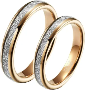 Men Couple Rings, Tungsten Carbide Ring 4mm Rose Gold Ring Inlay Metal Engagement Couple Rings