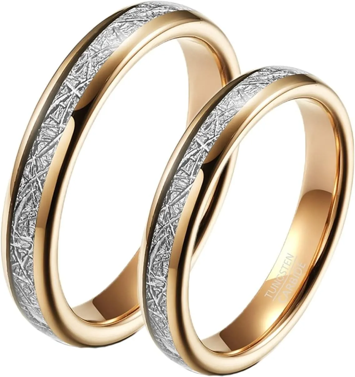 Men Couple Rings, Tungsten Carbide Ring 4mm Rose Gold Ring Inlay Metal Engagement Couple Rings