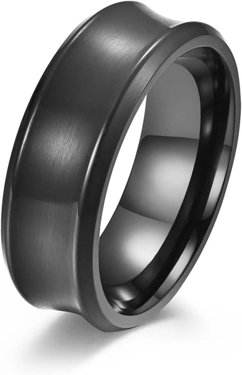 Mens Fashion Rings, Rings for Men Stainless Steel Black Brushed Ring 8mm Valentine's Day Couple Rings
