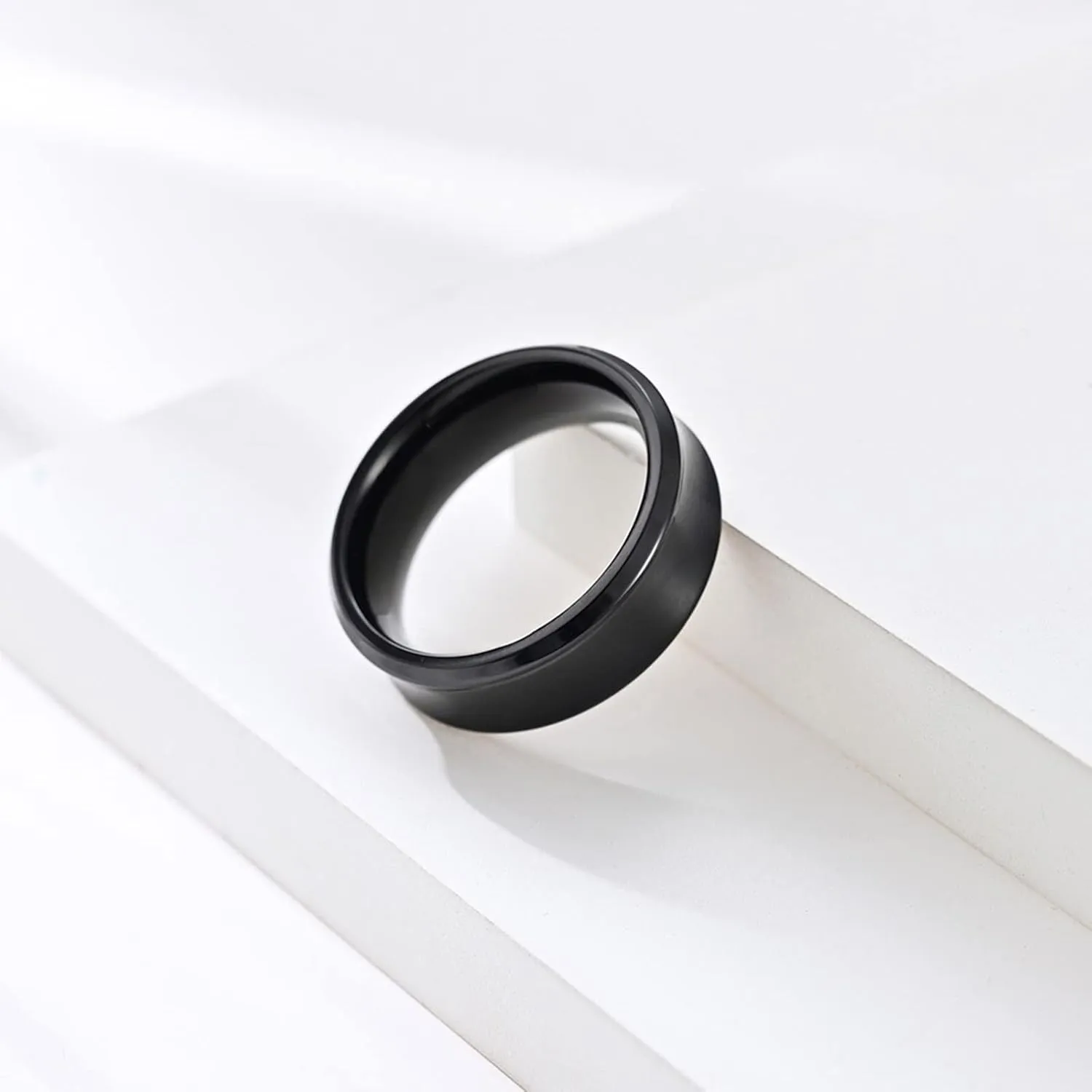 Mens Fashion Rings, Rings for Men Stainless Steel Black Brushed Ring 8mm Valentine's Day Couple Rings