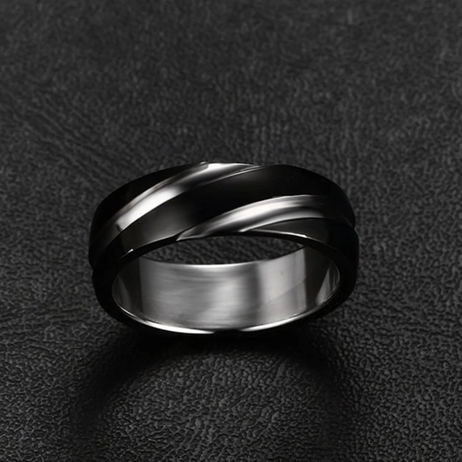 Men's Wedding Rings, Steel Rings for Women Black Silver Ring 6mm Men's and Women's Fashion Rings