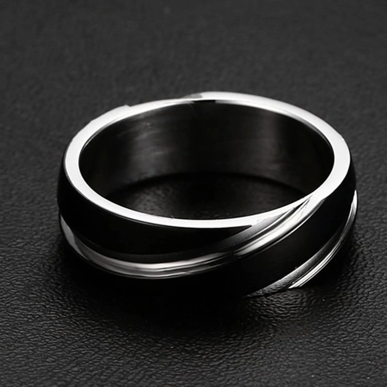 Men's Wedding Rings, Steel Rings for Women Black Silver Ring 6mm Men's and Women's Fashion Rings